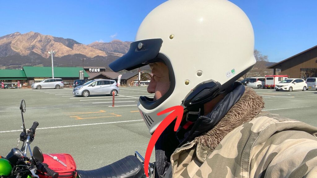 SHOEI EX-Zeroヘルメットに装着したバイク用インカムJESIMAIK H6